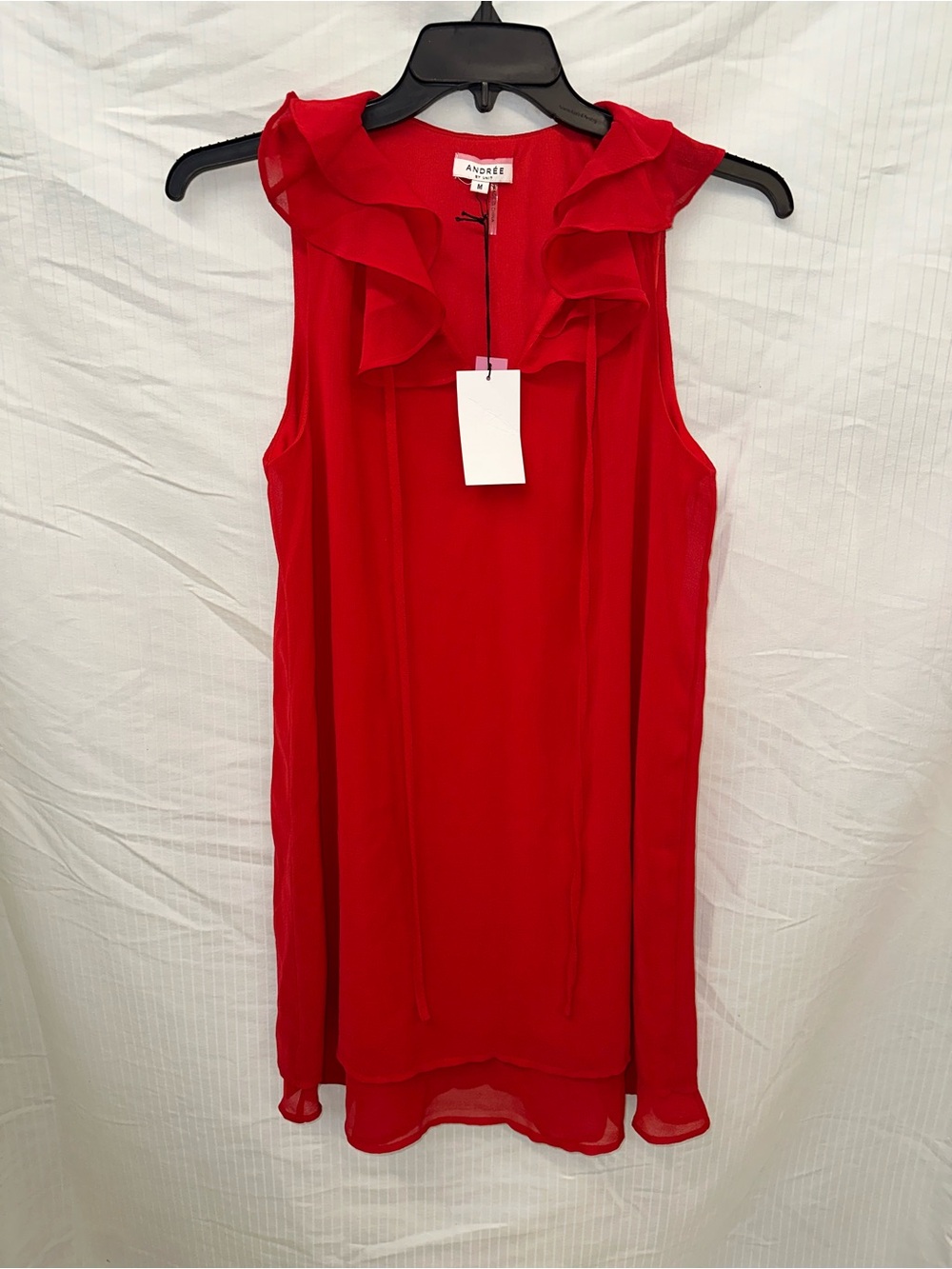 Red Ruffle Neck Sleeveless Dress